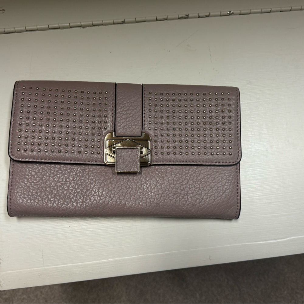 Rebecca Minkoff Mauve Clutch with Gold Buckle